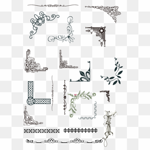 Euclidean, Texture pattern border corner, assorted corner background design lot, border, frame, angle