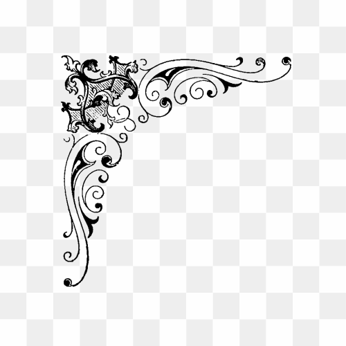 Drawing, Corner Border, monochrome, arabesque, point png