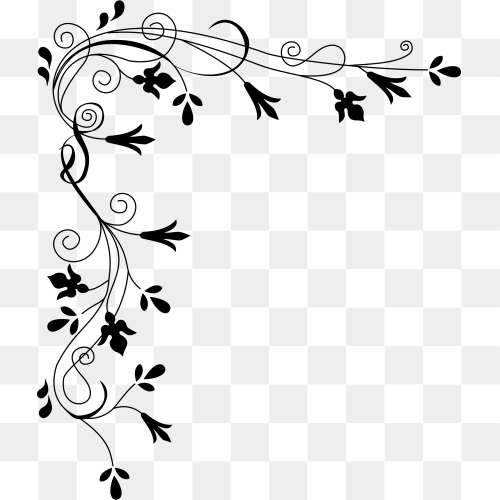 Flower Black and white, Corner Border, angle, white, text png