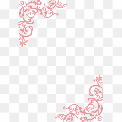 Decorative corner, pink, flowers, vine png