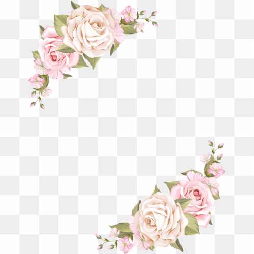Flowers corner frame, png
