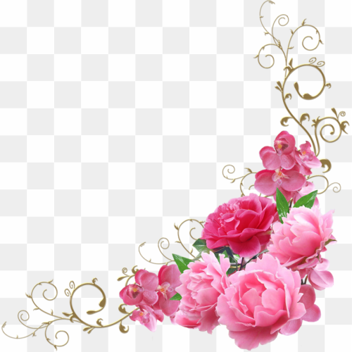 Pink flowers decorate the corners, pink, flowers, decoration png