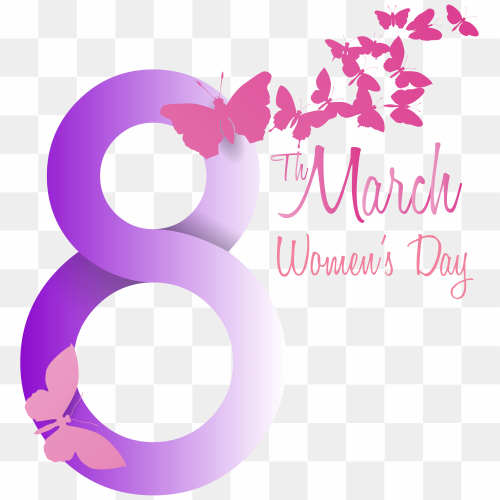 International Women\'s Day March 8, Soft Violet 8 March with Butterflies, women\'s day illustration, purple, text, logo png