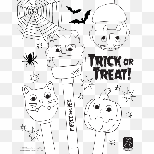 Halloween Coloring Pages PNG Isolated HD