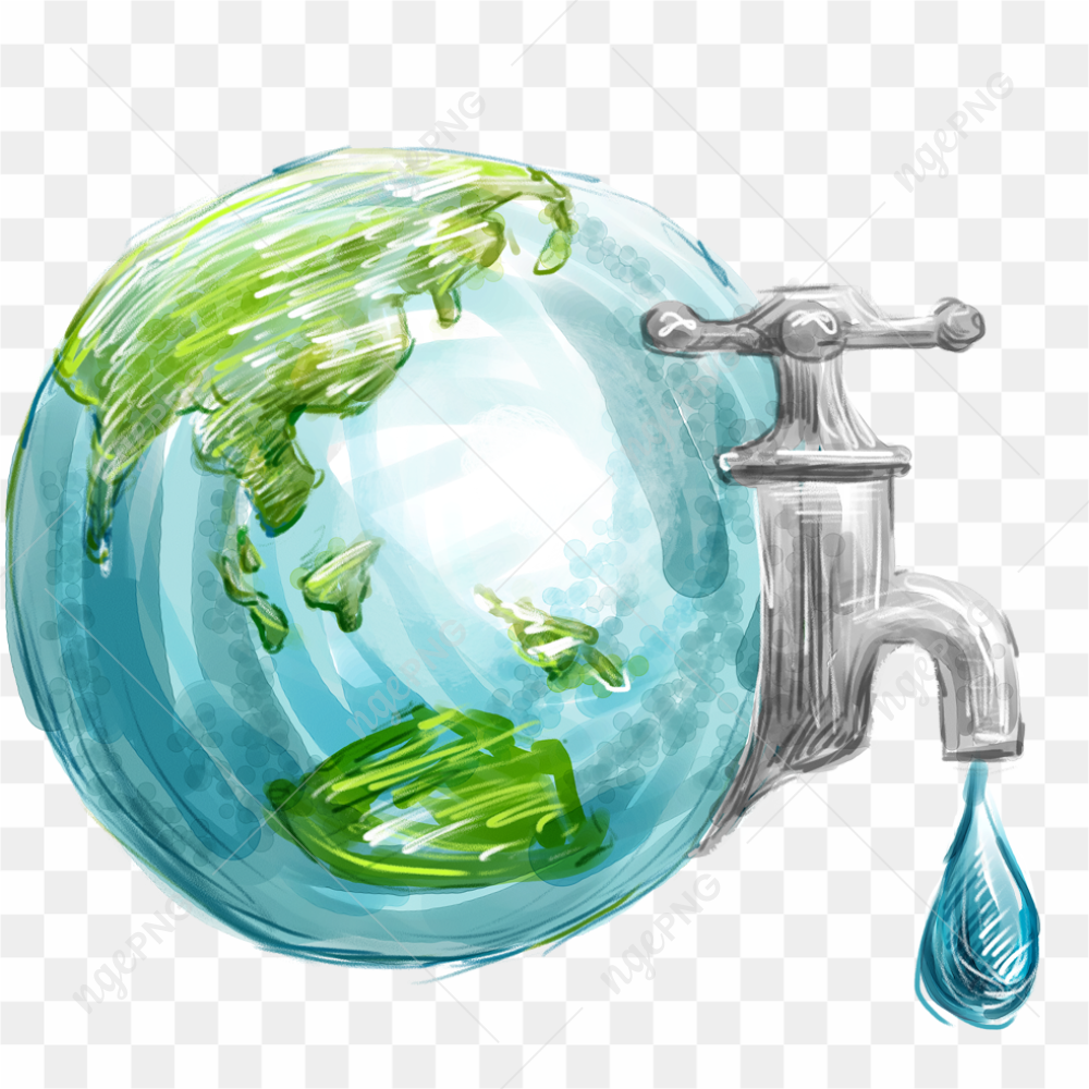 Earth with spigot painting, Earth World Water Day, Water conservation Water efficiency, Environmental Earth, drop, environmental Protection, drinking