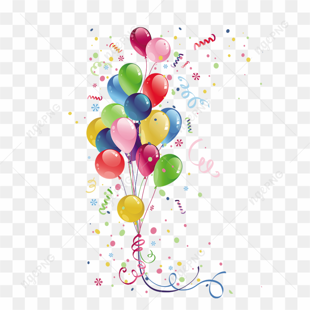 Party Balloon Birthday, Colorful balloons, ribbon, color Splash, heart