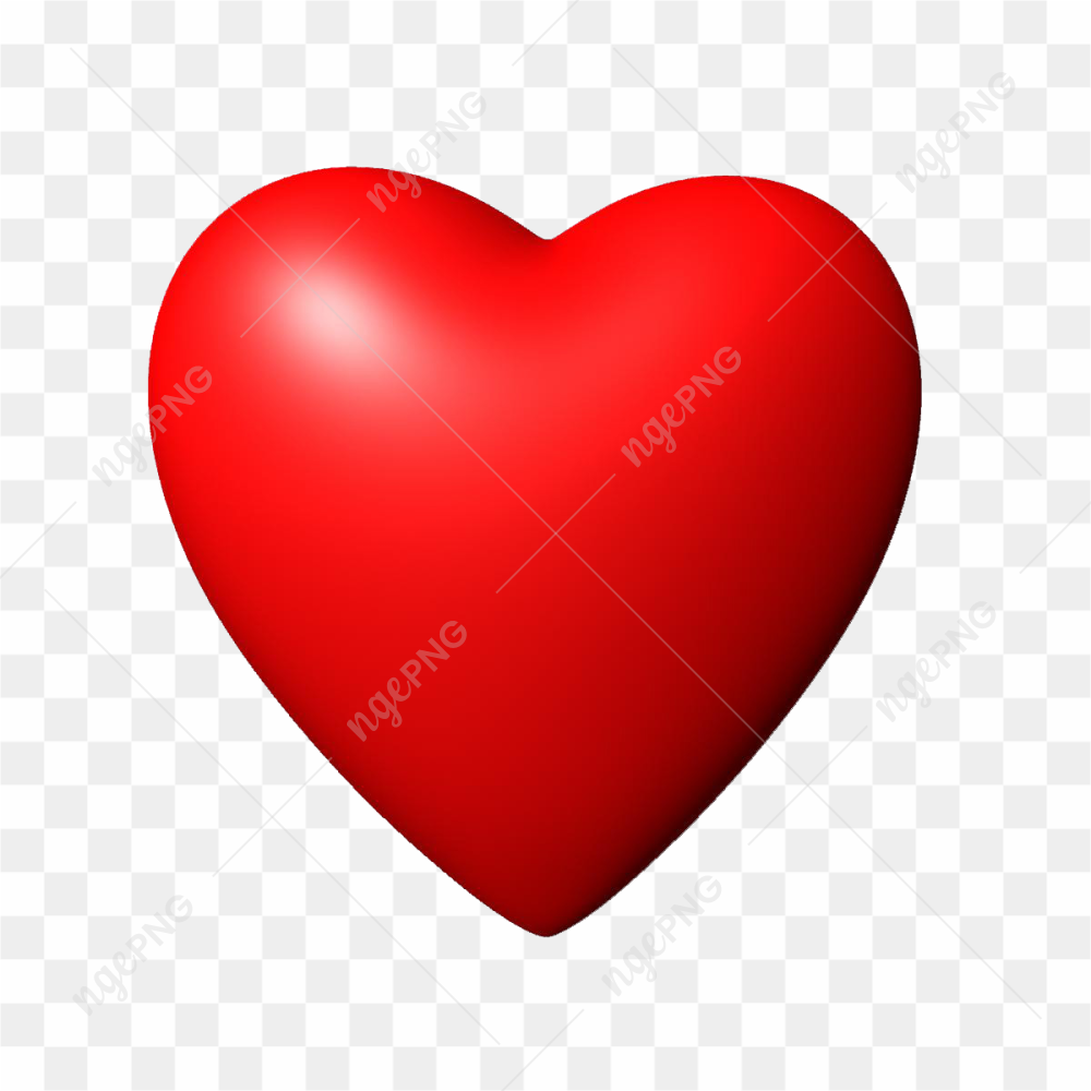 3D Red Heart PNG Image