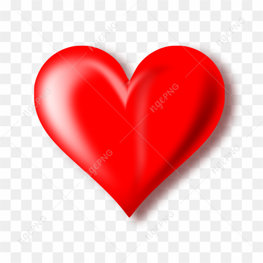 3D Red Heart Transparent Background