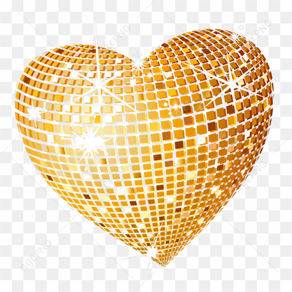 Glitter Gold Heart PNG Image