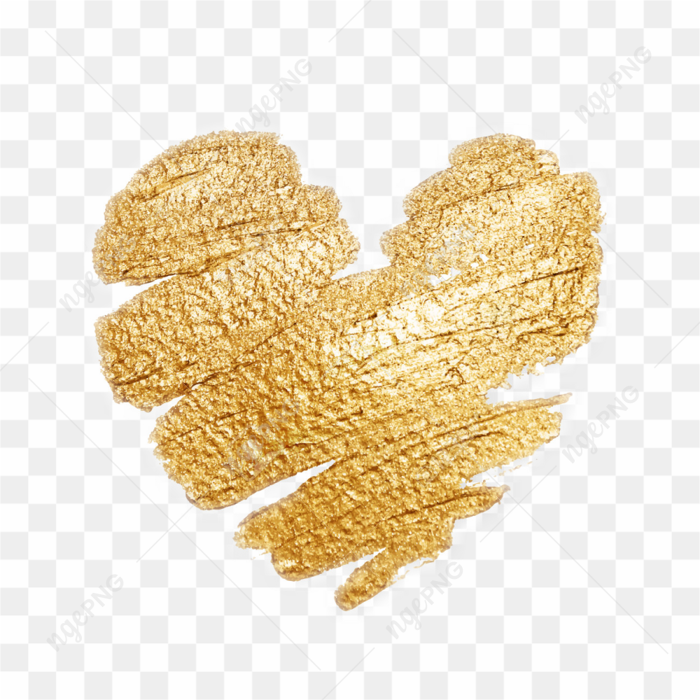 Glitter Gold Heart PNG Transparent Image