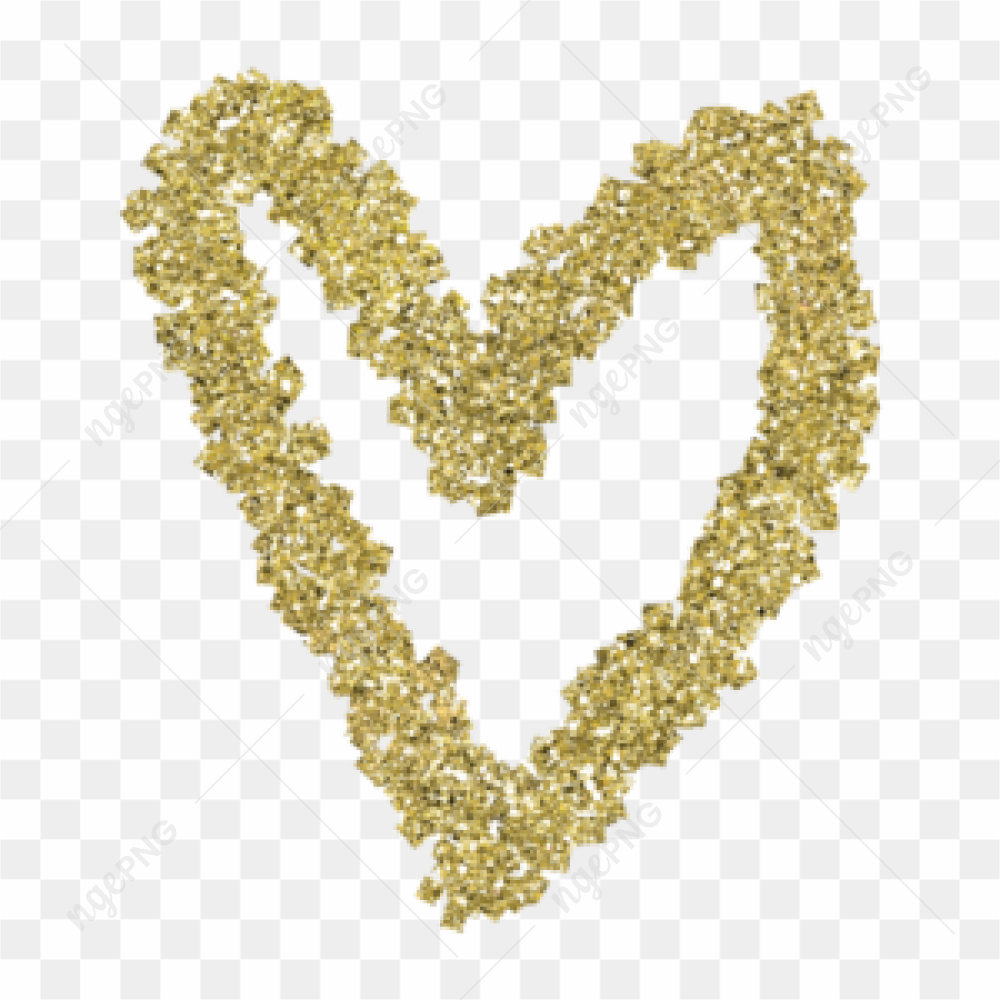 Glitter Gold Heart Transparent Background