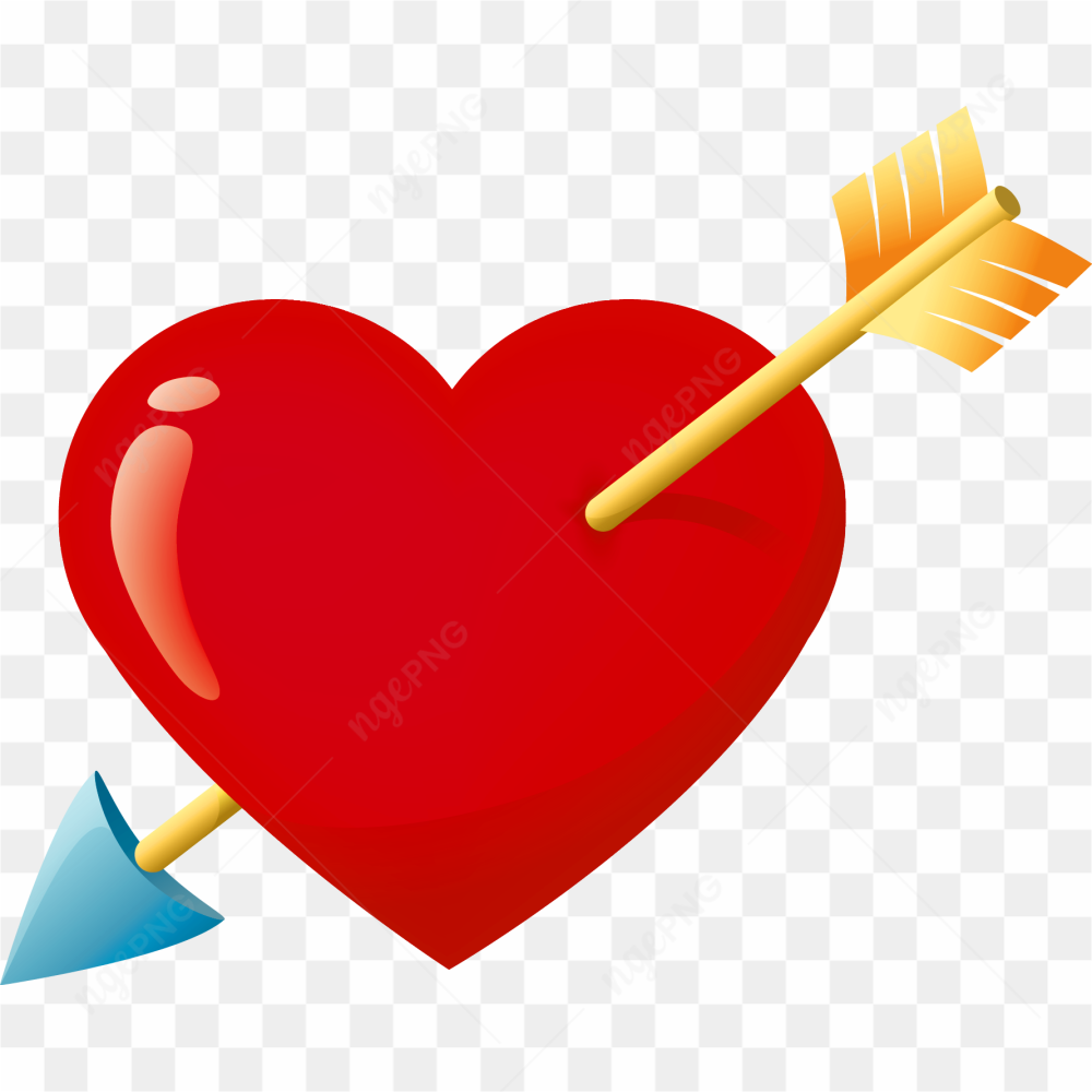 Red Heart Arrow PNG Image