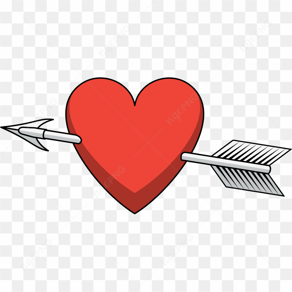 Red Heart Arrow PNG Transparent Image