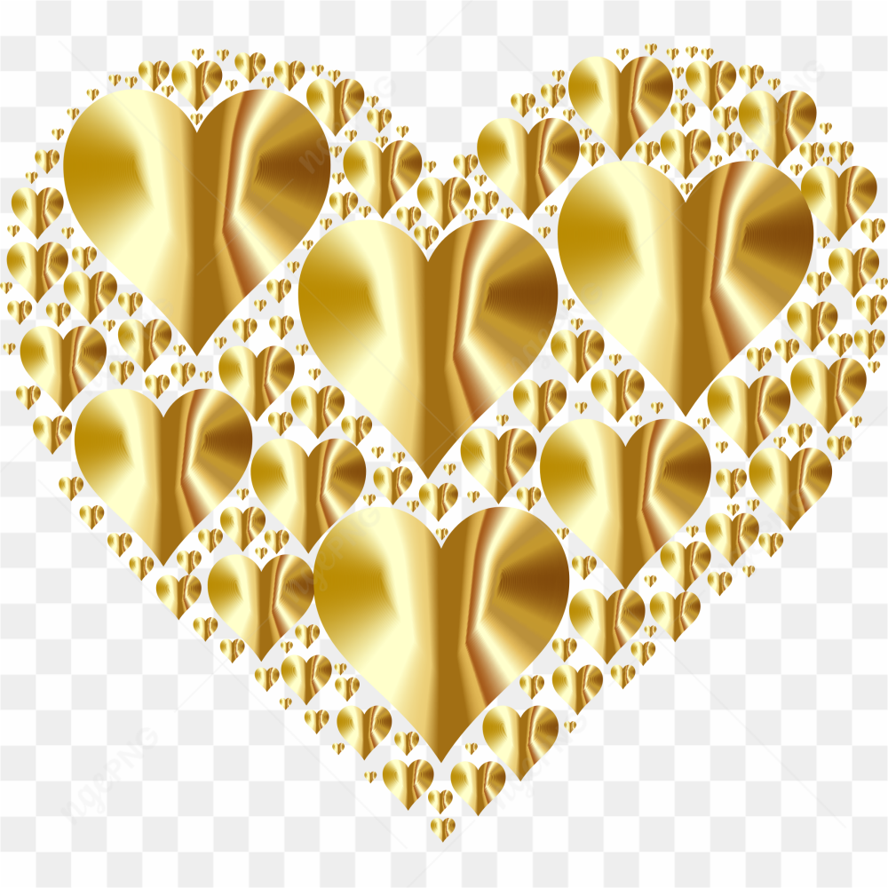 Shiny Gold Heart PNG File