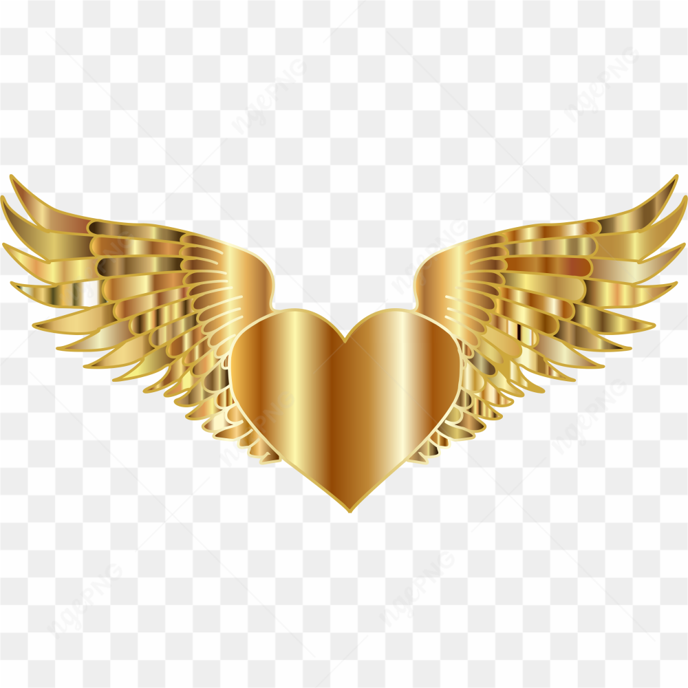 Shiny Gold Heart PNG Image