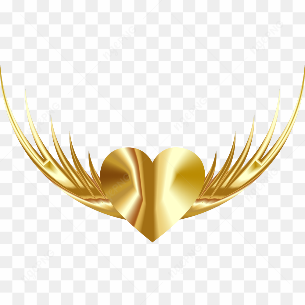 Shiny Gold Heart PNG Photos
