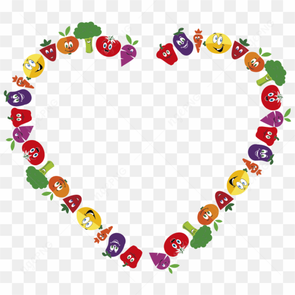 Vector Heart Vegetables PNG Image