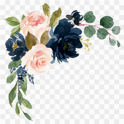 Floral Royal Blue Wedding Background Design PNG File
