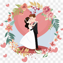 Cute Wedding Couple Cartoon PNG Image