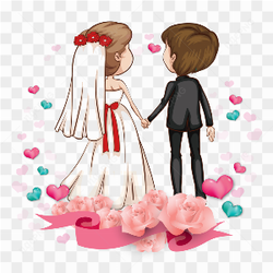 Cute Wedding Couple Cartoon PNG Isolated Pic