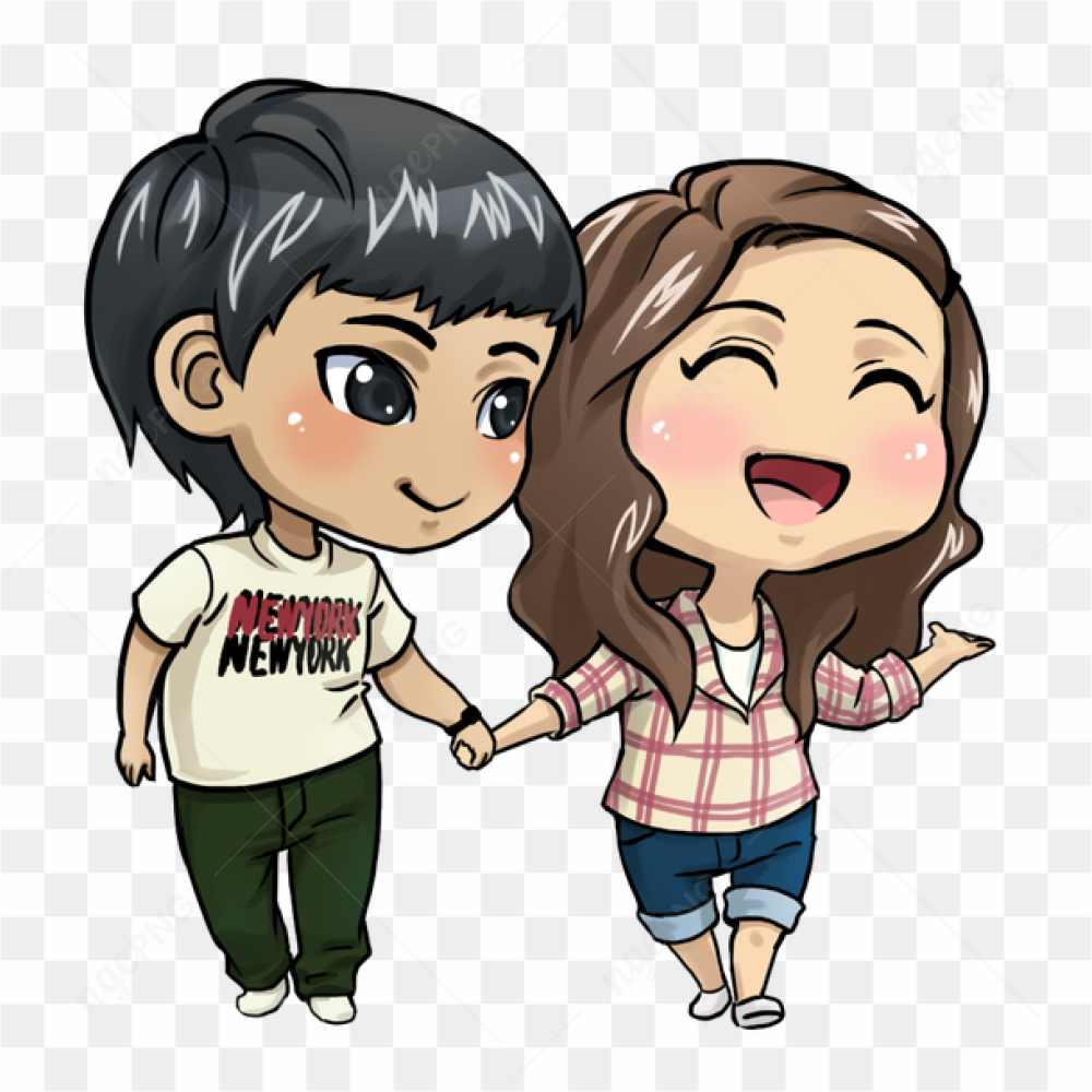 Cute Wedding Couple Cartoon PNG Pic