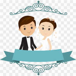 Cute Wedding Couple Cartoon PNG Transparent
