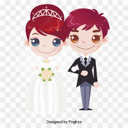 Cute Wedding Couple Cartoon Transparent PNG