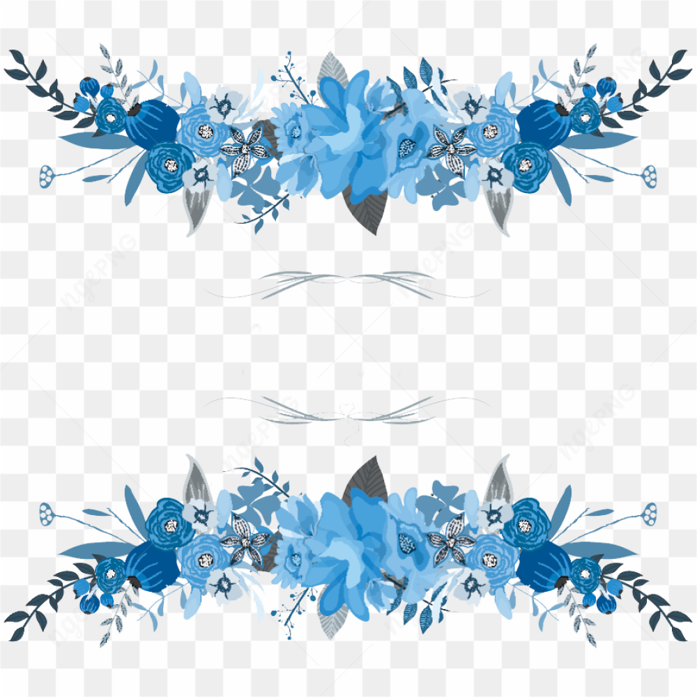 Floral Royal Blue Wedding Background Design PNG