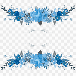 Floral Royal Blue Wedding Background Design PNG