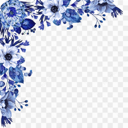 Floral Royal Blue Wedding Background Design PNG HD