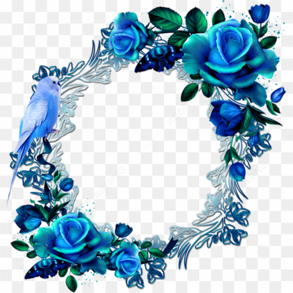 Floral Royal Blue Wedding Background Design PNG Pic
