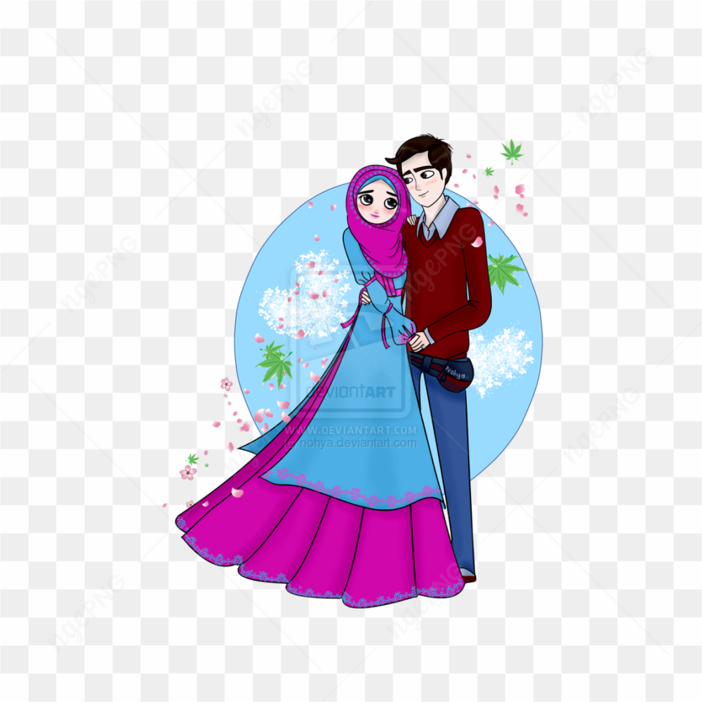 Cute Wedding Couple Cartoon PNG Clipart