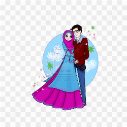 Cute Wedding Couple Cartoon PNG Clipart