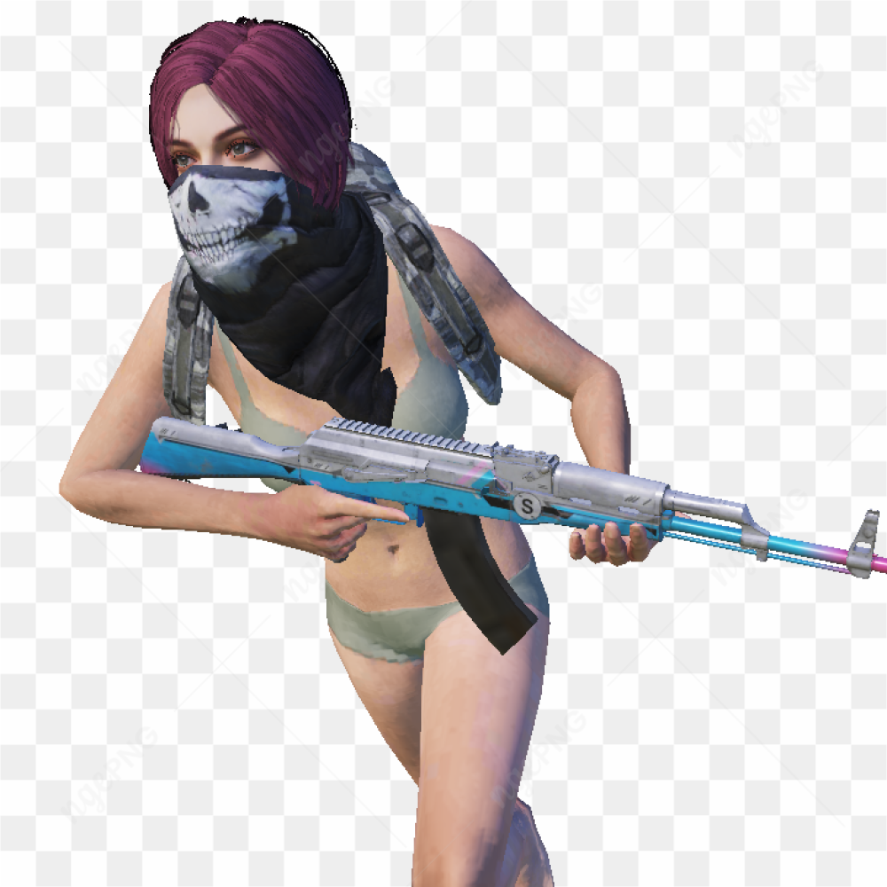 Female action figure with a gun in the hands of PUBG Mobile
