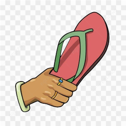 Slippers in hand