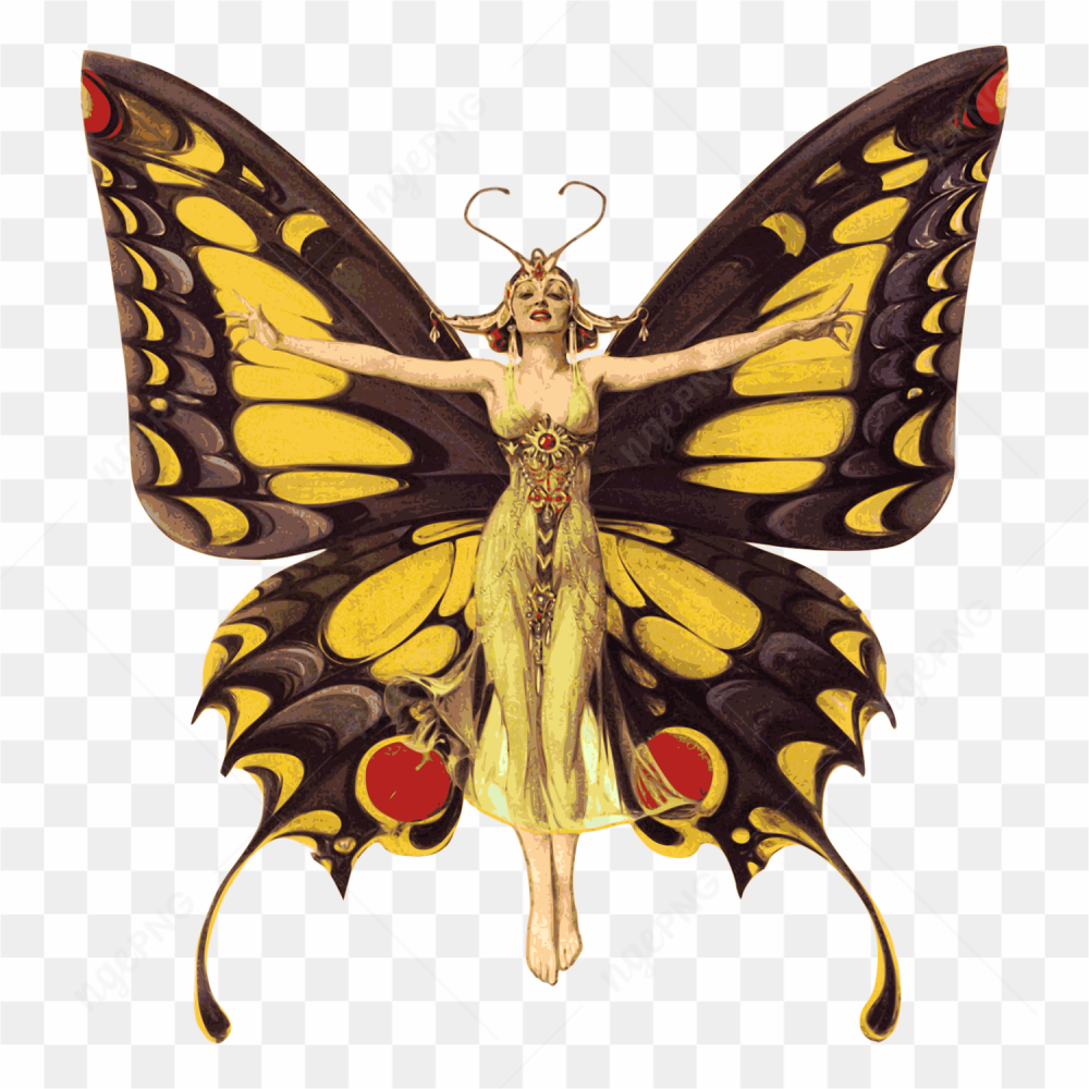 Woman yellow butterfly 