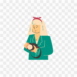 FEMALE PHOTOGRAPHER IN GREEN