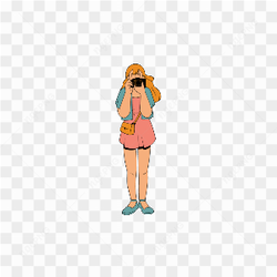 FEMALE PHOTOGRAPHER IN PINK SKIRT