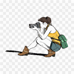 FEMALE PHOTOGRAPHER WITH GREEN BAG