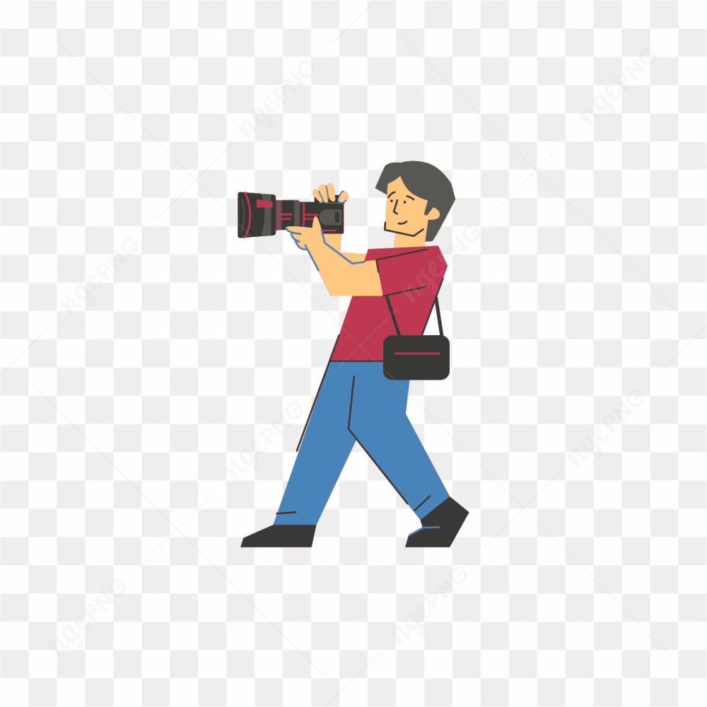 MALE PHOTOGRAPHER IN BLUE PANTS