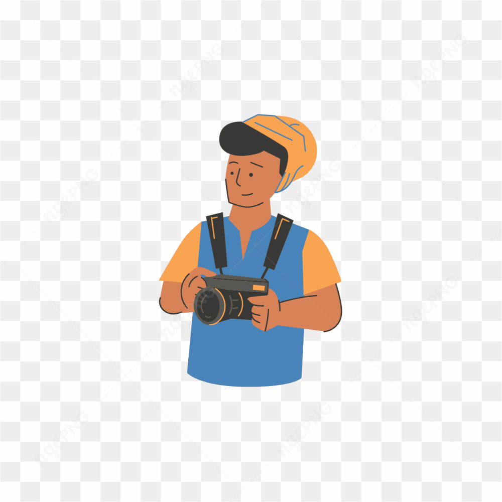 MALE PHOTOGRAPHER IN BLUE