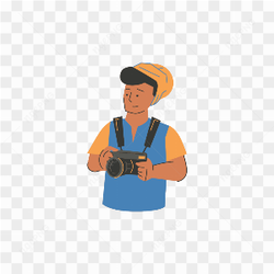 MALE PHOTOGRAPHER IN BLUE