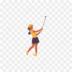 WOMAN IN YELLOW PLAYING GOLF