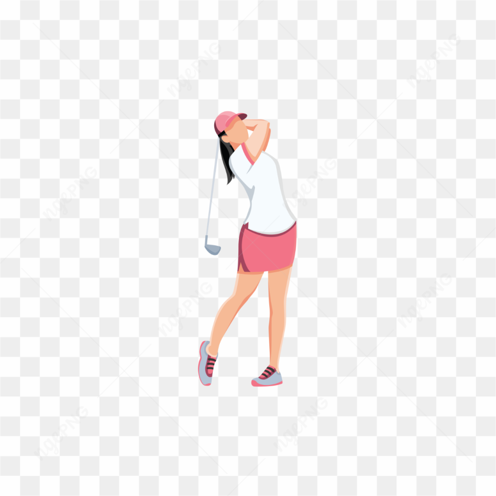 WOMAN SWINGING GOLF CLUB ACTION SHOT