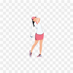 WOMAN SWINGING GOLF CLUB ACTION SHOT