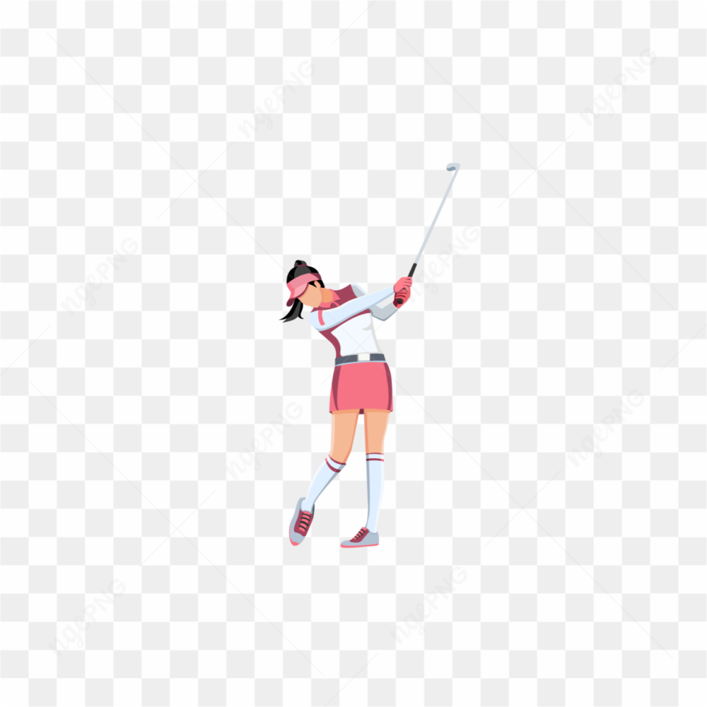 WOMAN SWINGING GOLF CLUB