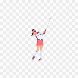 WOMAN SWINGING GOLF CLUB