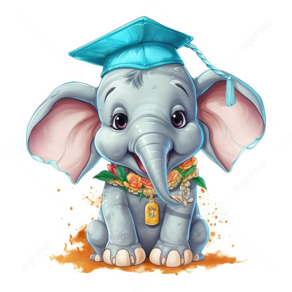 Cartoon elephant student