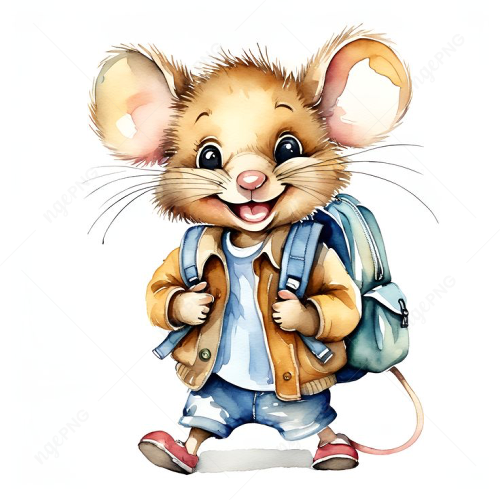 Fashionable mouse with a backpack