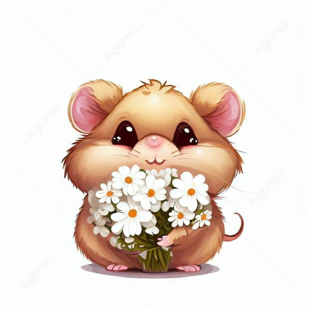 Hamster with flowers